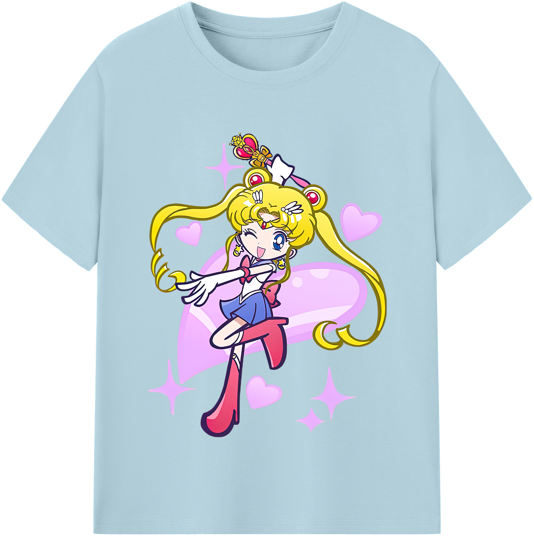（画像用） 美少女戦士セーラームーン 月野 うさぎ つきの うさぎ Sailor Moon Tsukino Usagi 綿100％半袖Tシャツ（フロントプリント）